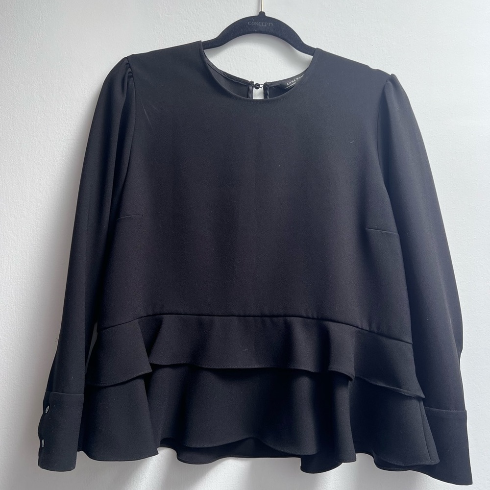 Zara Basic Peplum Long Sleeve Blouse